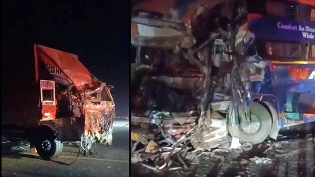 ଭୟଙ୍କର ସଡ଼କ ଦୁର୍ଘଟଣା, ଟ୍ରକ୍ ଓ ସ୍ଲିପର୍ ବସ୍ ଧକ୍କାରେ ୩ ଜଣଙ୍କର ମୃତ୍ୟୁ ୧୫ ଆହତ